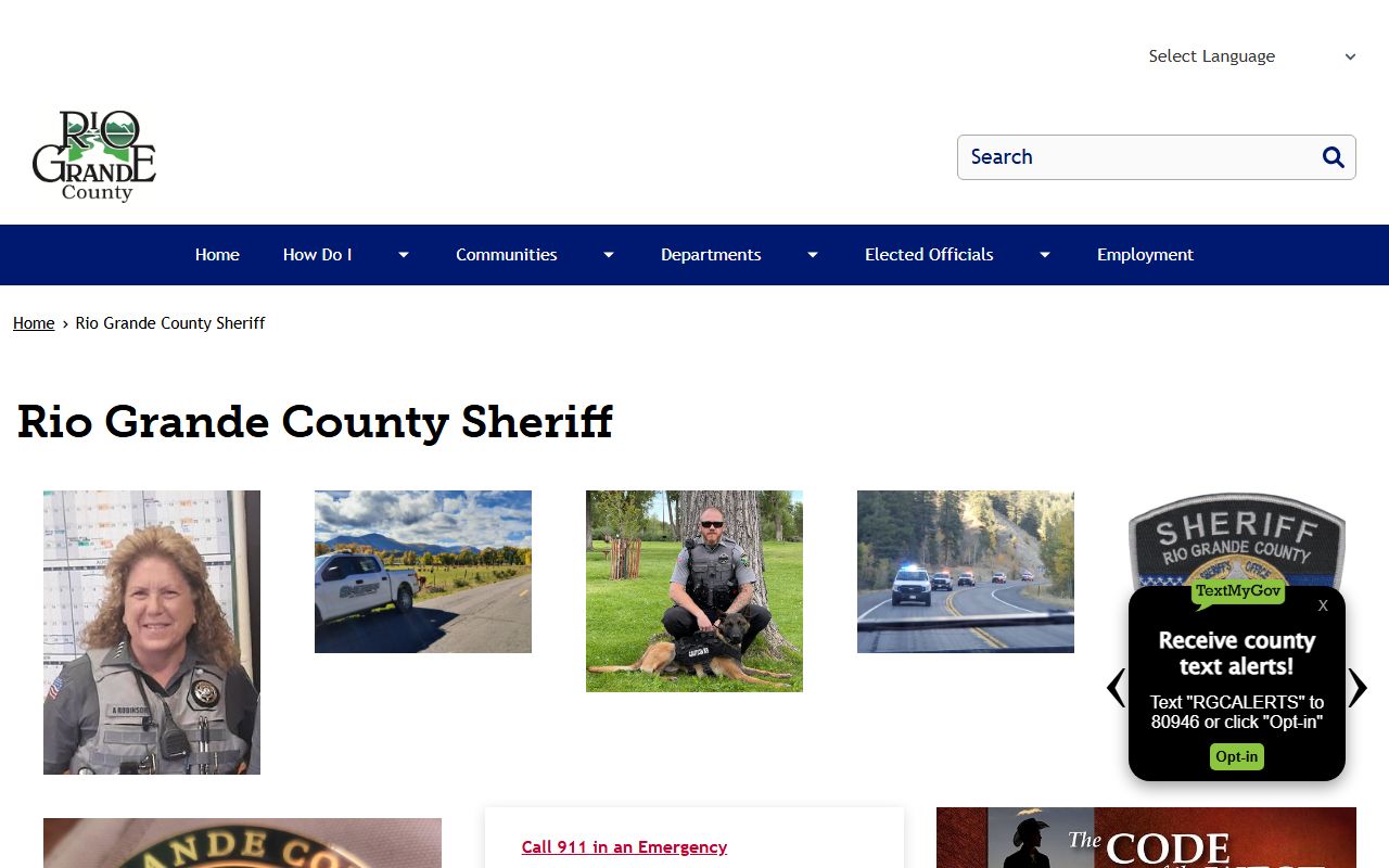 Rio Grande County Sheriff page for Mineral County jail inmate records